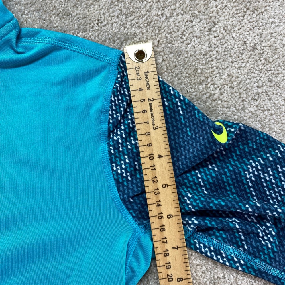 Nike Pro Dri-FIT Quarter Zip Womens Large Teal Patterned‎ Sleeve Athletic Top - Picture 5 of 10